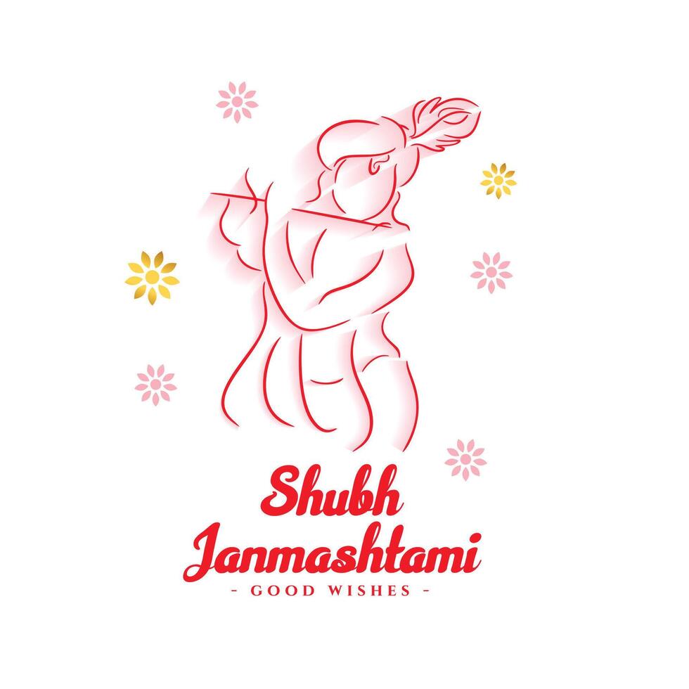 lijn kunst stijl janmashtami festival elegent groet ontwerp vector