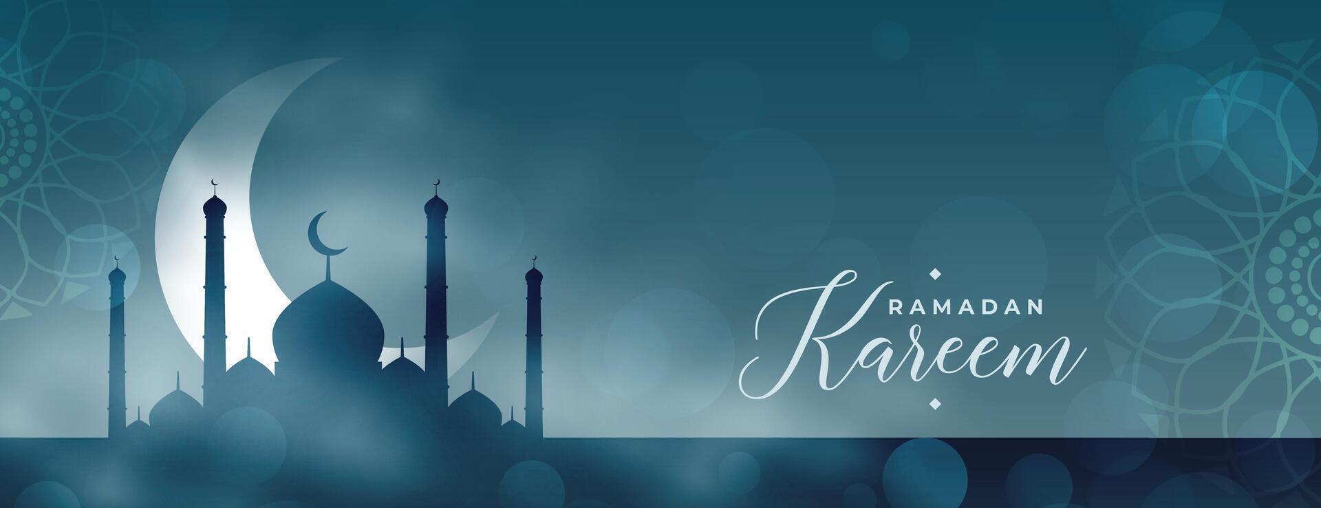 mooi hoor Ramadan kareem eid banier met moskee en maan vector