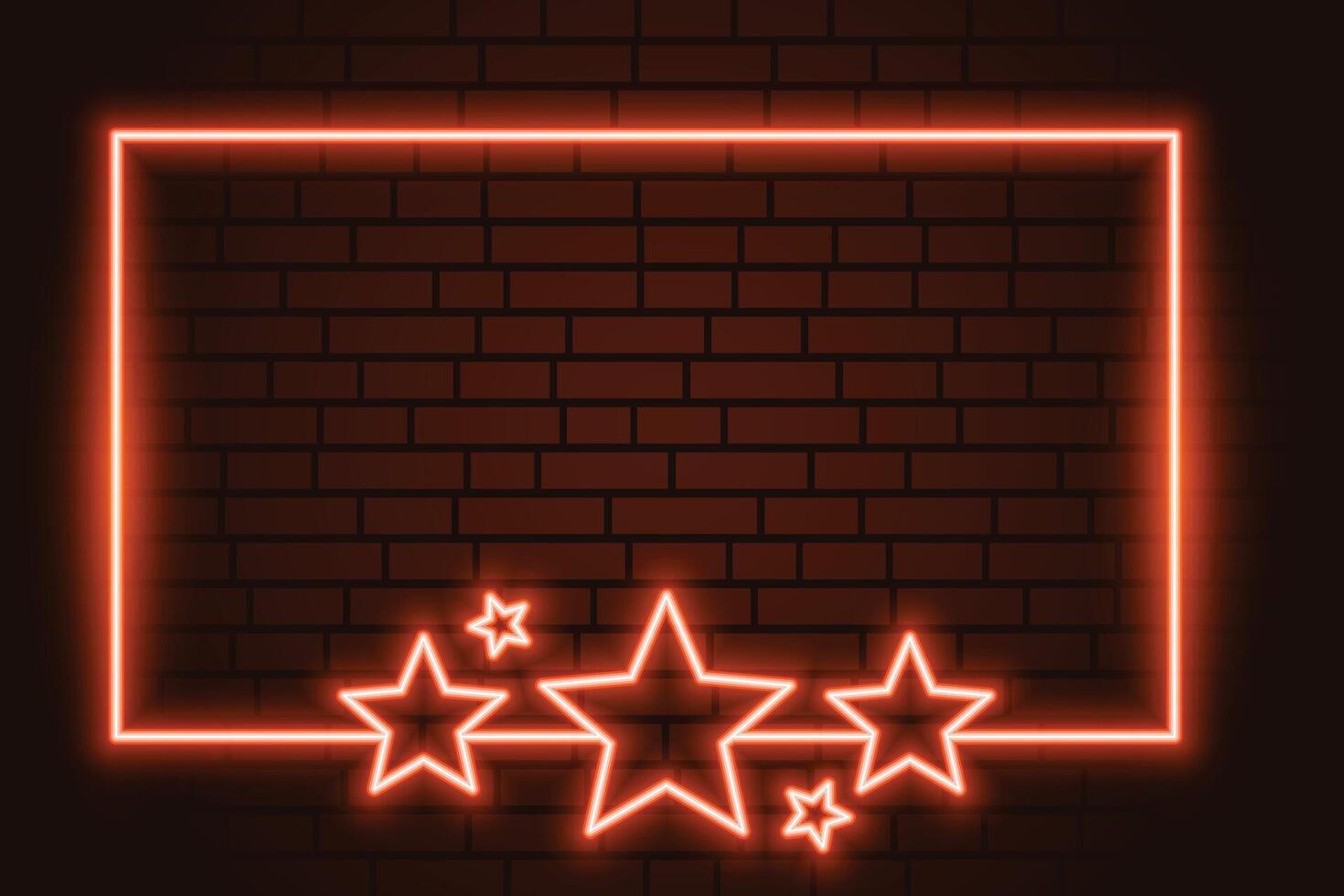 elegant gloeiend neon kader muur backdrop met ster ontwerp vector