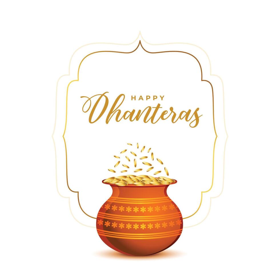 mooi en elegant gelukkig dhanteras evenement achtergrond met gouden munt pot vector