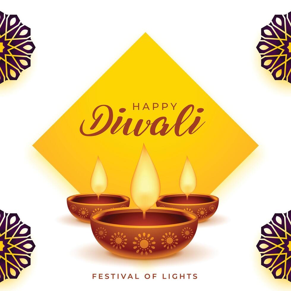 decoratief gelukkig diwali gelegenheid achtergrond met olie lamp vector