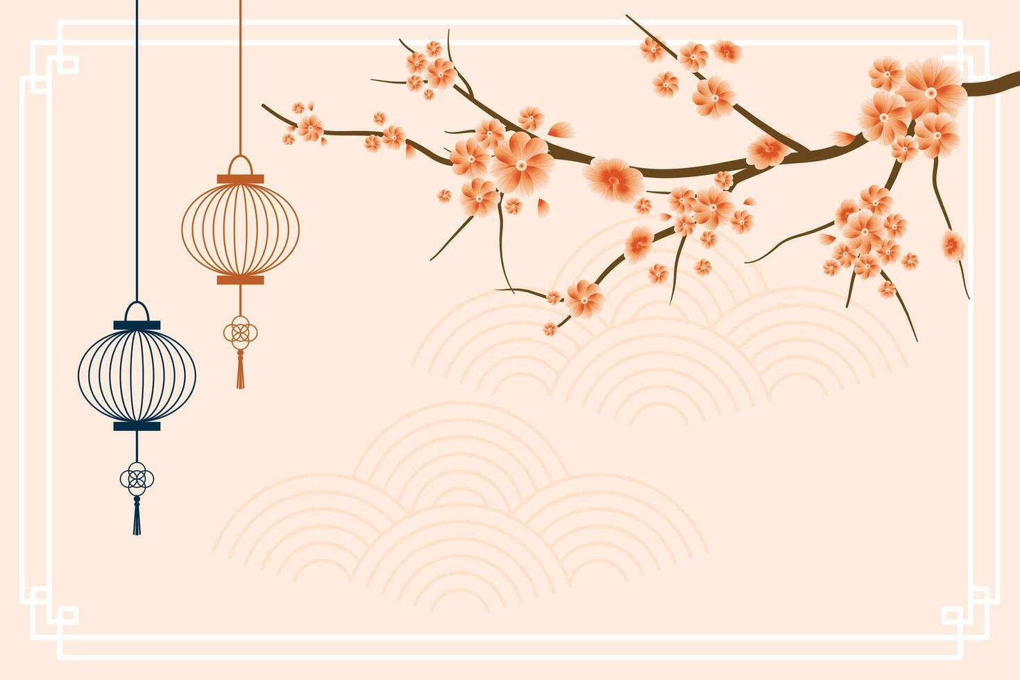 sakura boom met bloemen Chinese achtergrond ontwerp vector