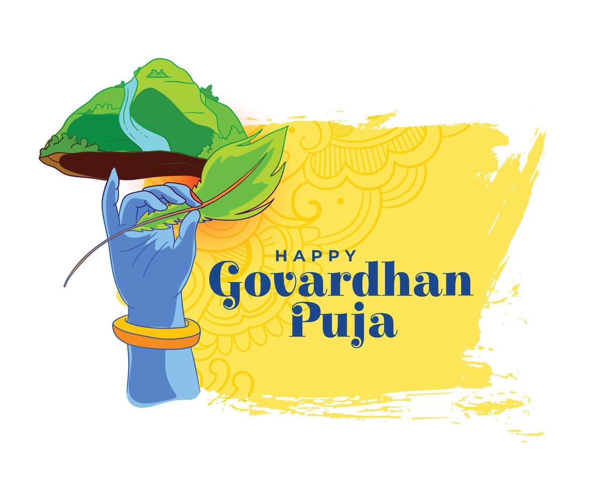 creatief gelukkig govardhan puja festival achtergrond voor aanbidden en zegen vector