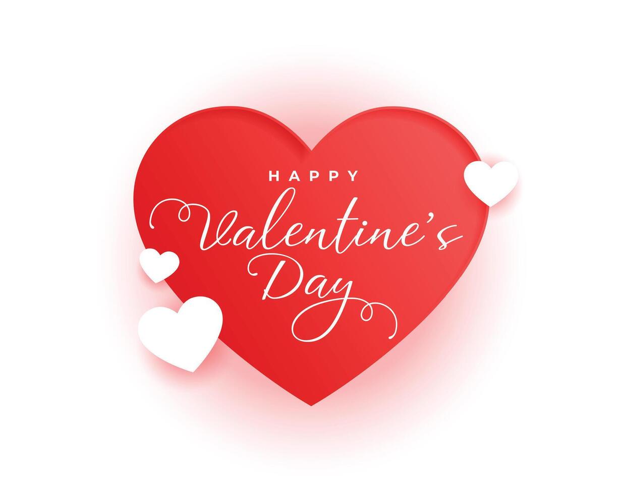 gelukkig valentijnsdag dag schattig groet ontwerp met rood hart vector