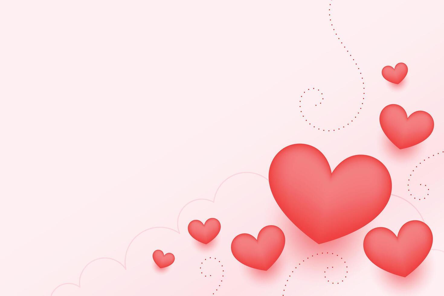 minimalistische valentijnsdag dag gemakkelijk kaart met rood 3d harten vector