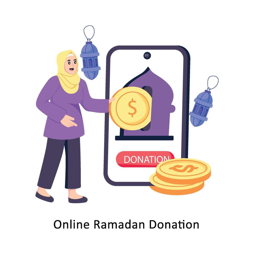 online Ramadan bijdrage vlak stijl ontwerp vector illustratie. voorraad illustratie