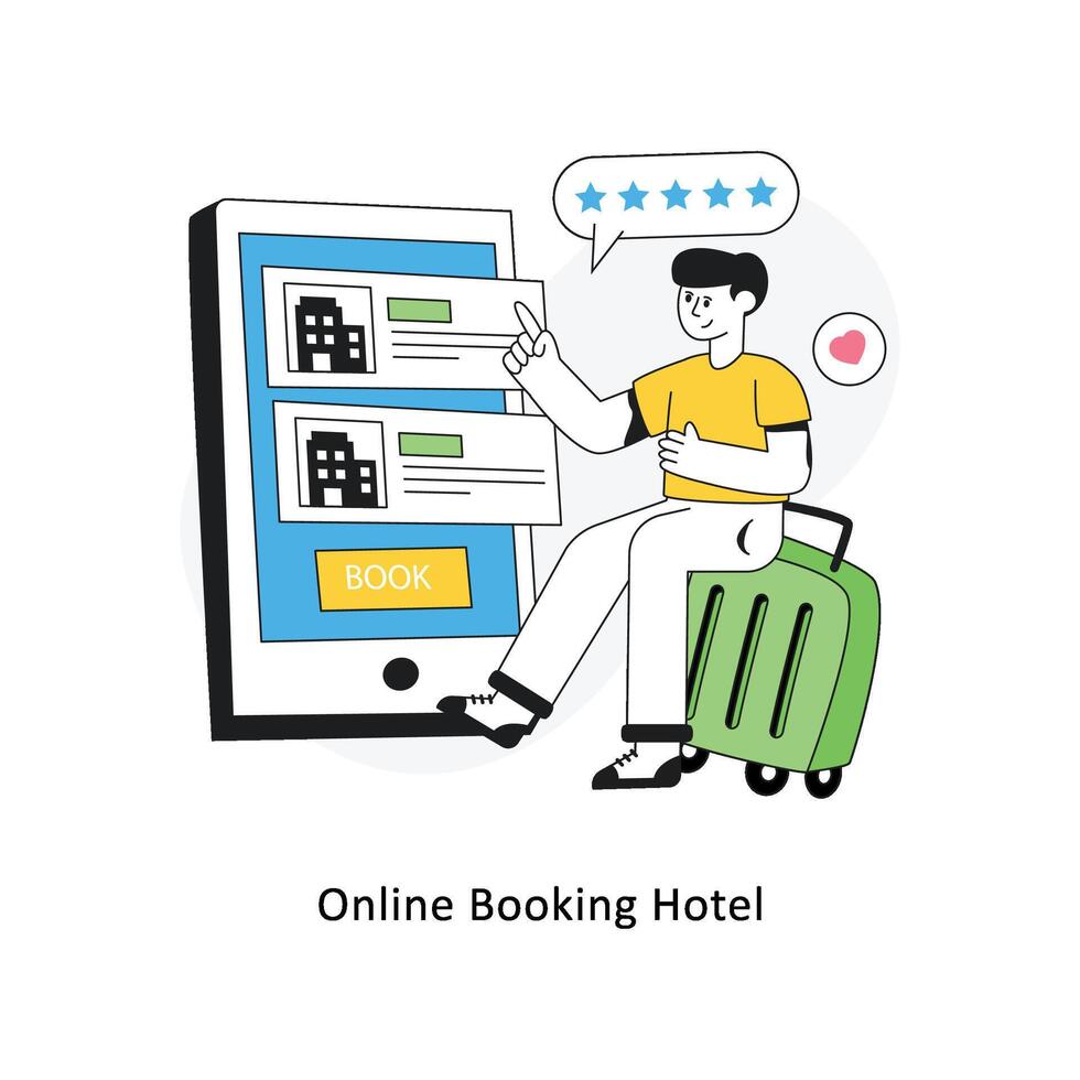 online reservering hotel vlak stijl ontwerp vector illustratie. voorraad illustratie