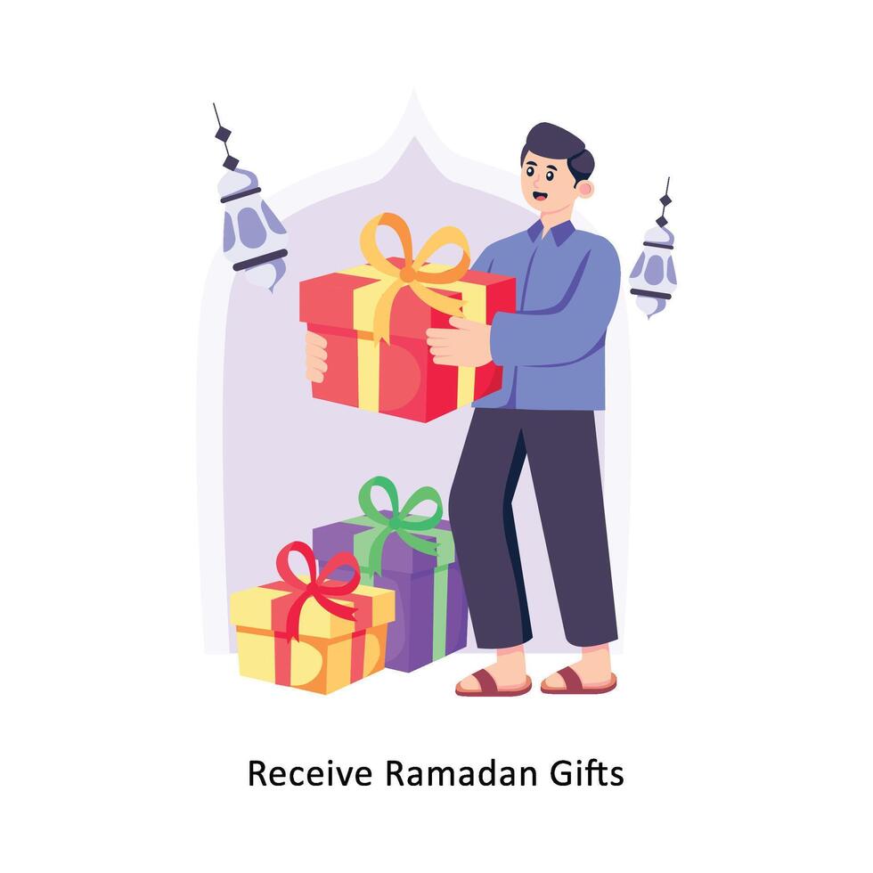 te ontvangen Ramadan cadeaus vlak stijl ontwerp vector illustratie. voorraad illustratie