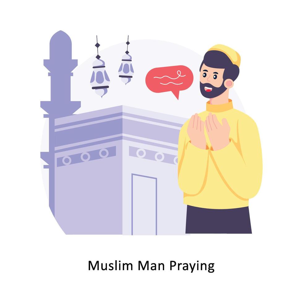 moslim Mens bidden vlak stijl ontwerp vector illustratie. voorraad illustratie