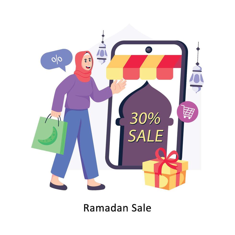 Ramadan uitverkoop vlak stijl ontwerp vector illustratie. voorraad illustratie