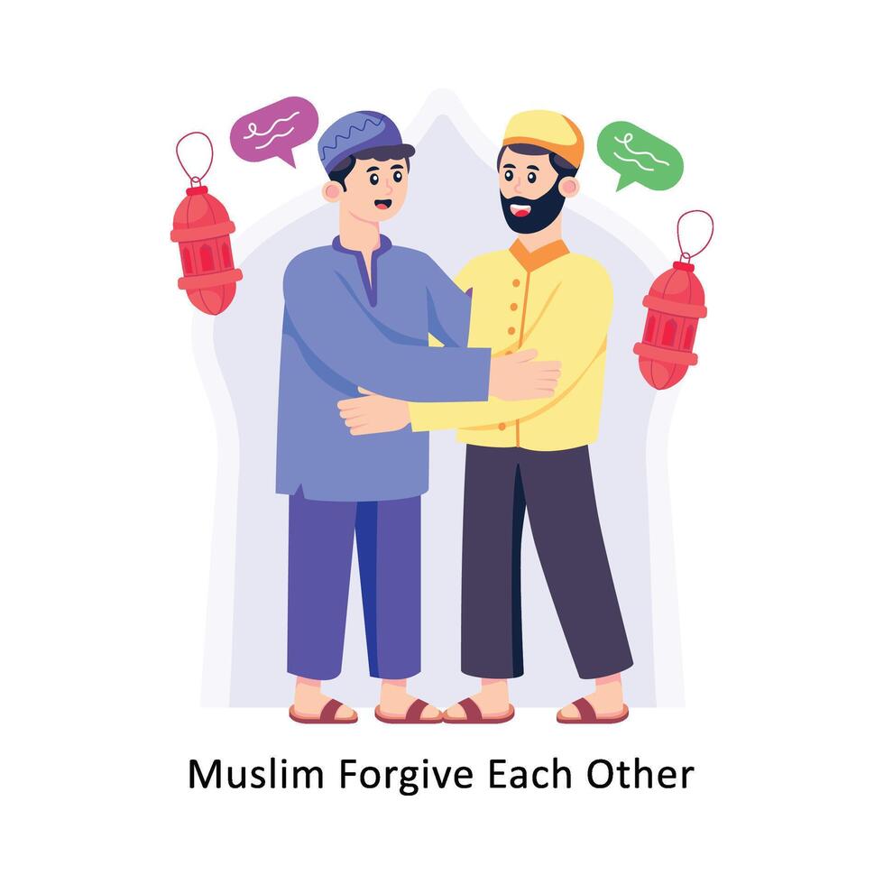 moslim vergeven elk andere vlak stijl ontwerp vector illustratie. voorraad illustratie
