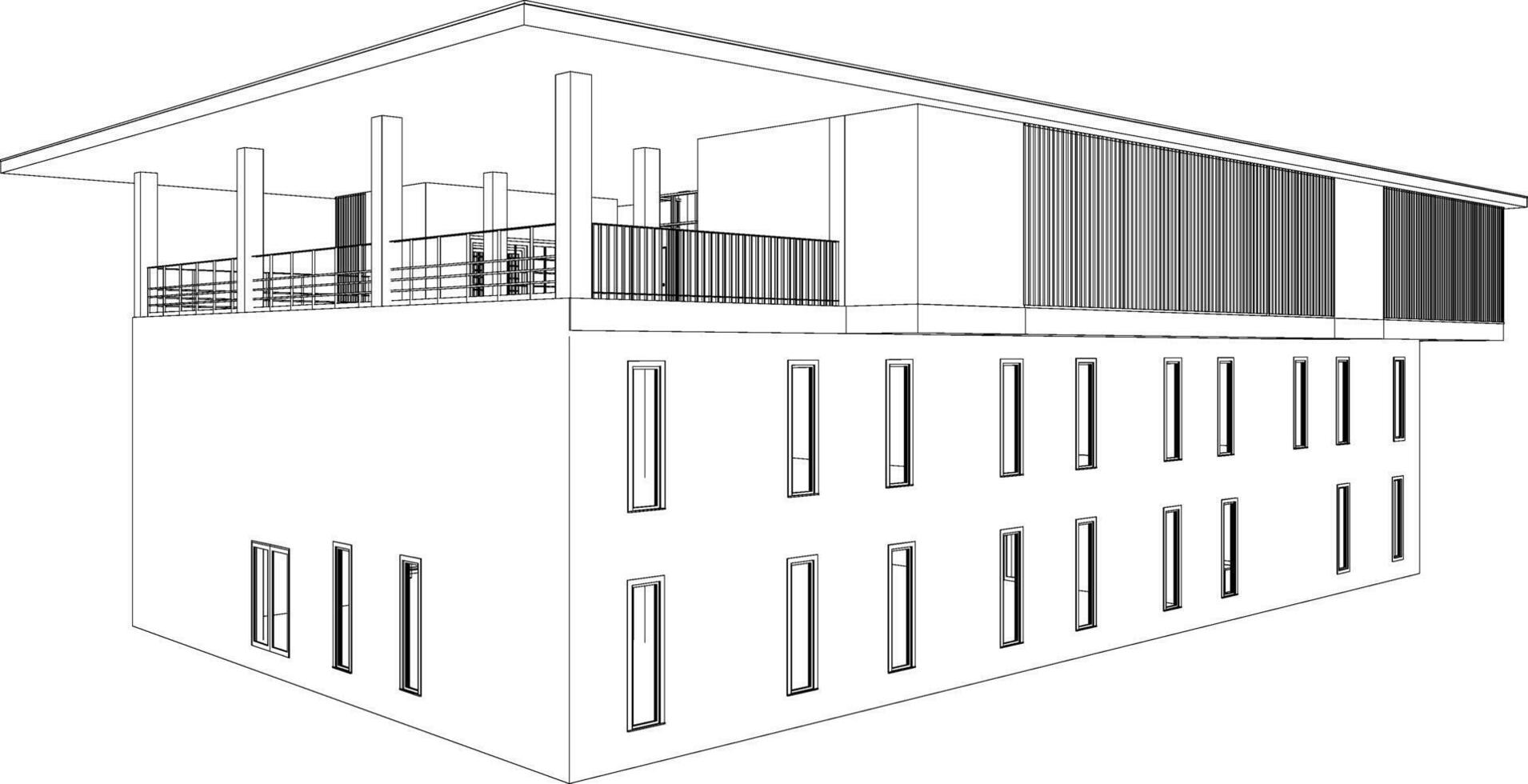 3d illustratie van gebouw project vector