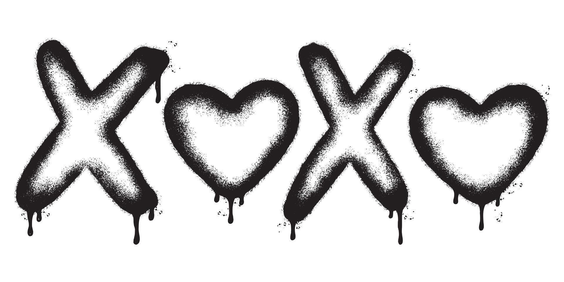 verstuiven geschilderd graffiti xoxo woord gespoten geïsoleerd met een wit achtergrond. vector