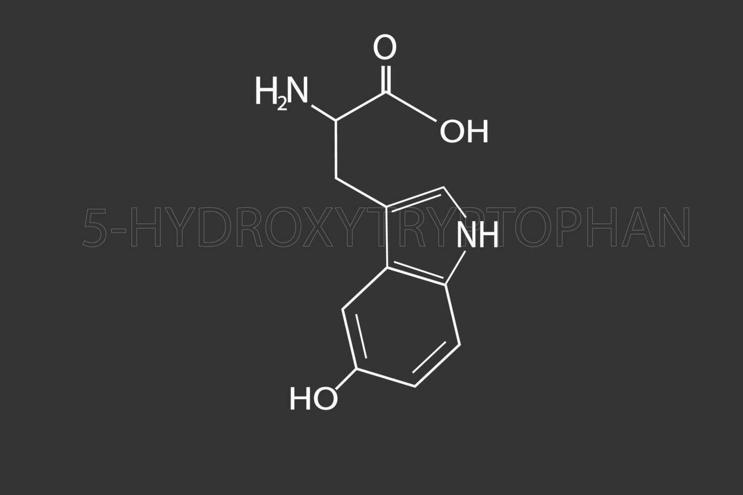 hydroxytryptofaan moleculair skelet- chemisch formule vector