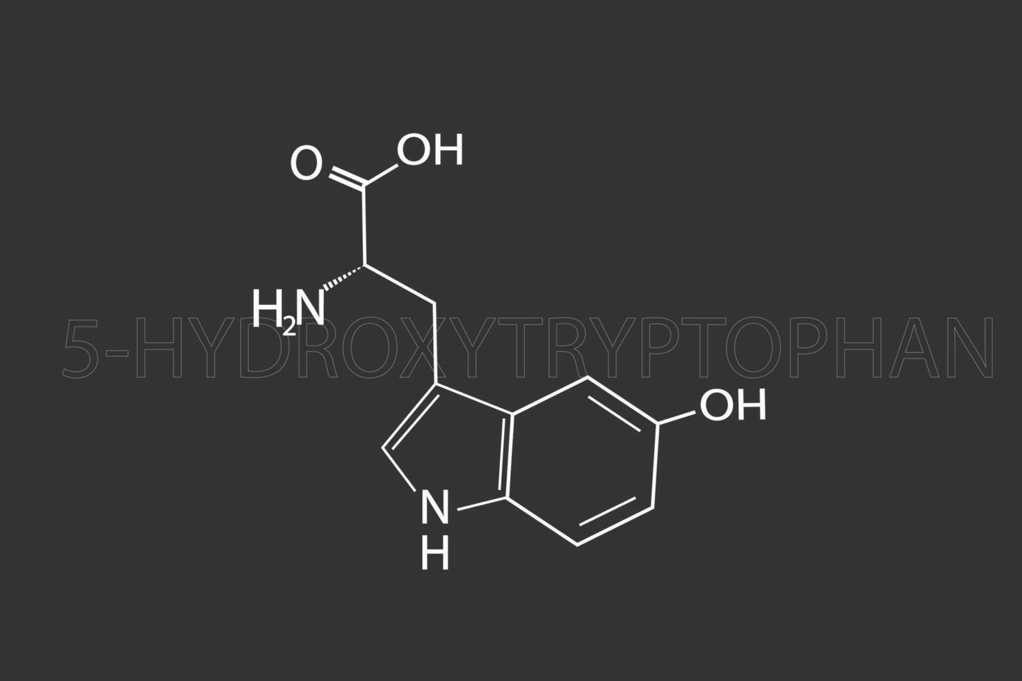 5-hydroxytryptofaan moleculair skelet- chemisch formule vector