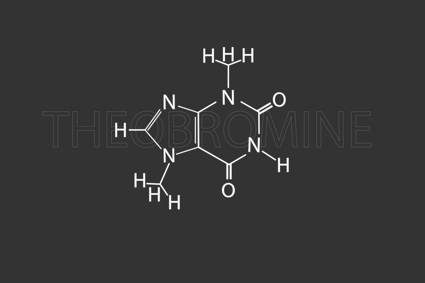 theobromine moleculair skelet- chemisch formule vector