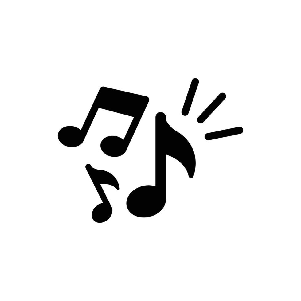 muziek- aantekeningen icoon. gemakkelijk solide stijl. muziek- sleutel, melodie, klassiek, harmonie, sleutel, toon, afstemmen, lied concept. zwart silhouet, glyph symbool. vector illustratie geïsoleerd.