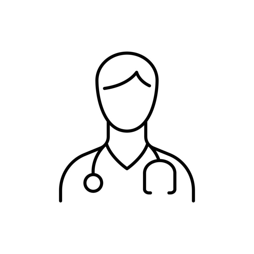 dokter icoon. gemakkelijk schets stijl. dokter, arts, professioneel, geneesmiddel, ziekenhuis, persoon, Mens, mannelijk, stethoscoop, Gezondheid concept. dun lijn symbool. vector illustratie geïsoleerd.