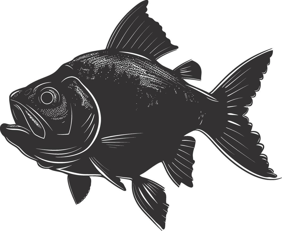 ai gegenereerd silhouet piranha vis dier zwart kleur enkel en alleen vol lichaam vector