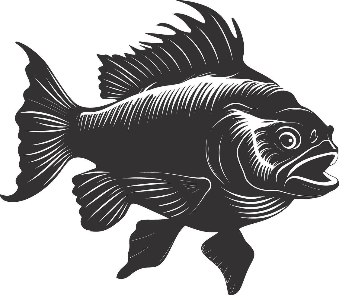 ai gegenereerd silhouet piranha vis dier zwart kleur enkel en alleen vol lichaam vector
