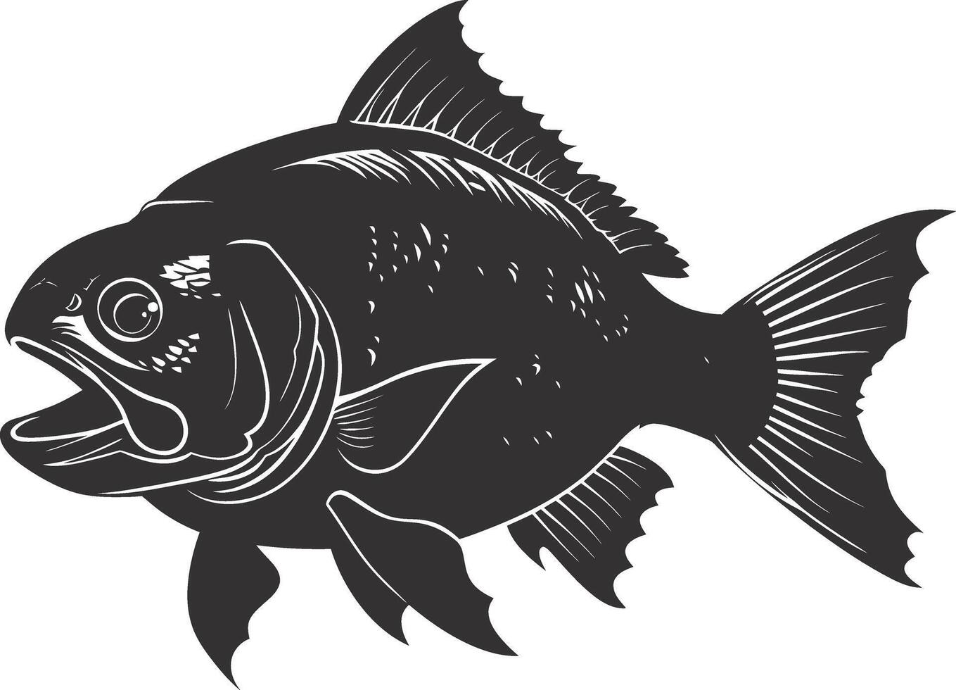 ai gegenereerd silhouet piranha vis dier zwart kleur enkel en alleen vol lichaam vector