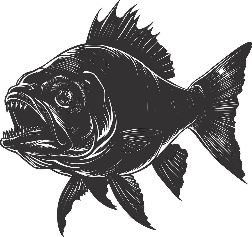 ai gegenereerd silhouet piranha vis dier zwart kleur enkel en alleen vol lichaam vector