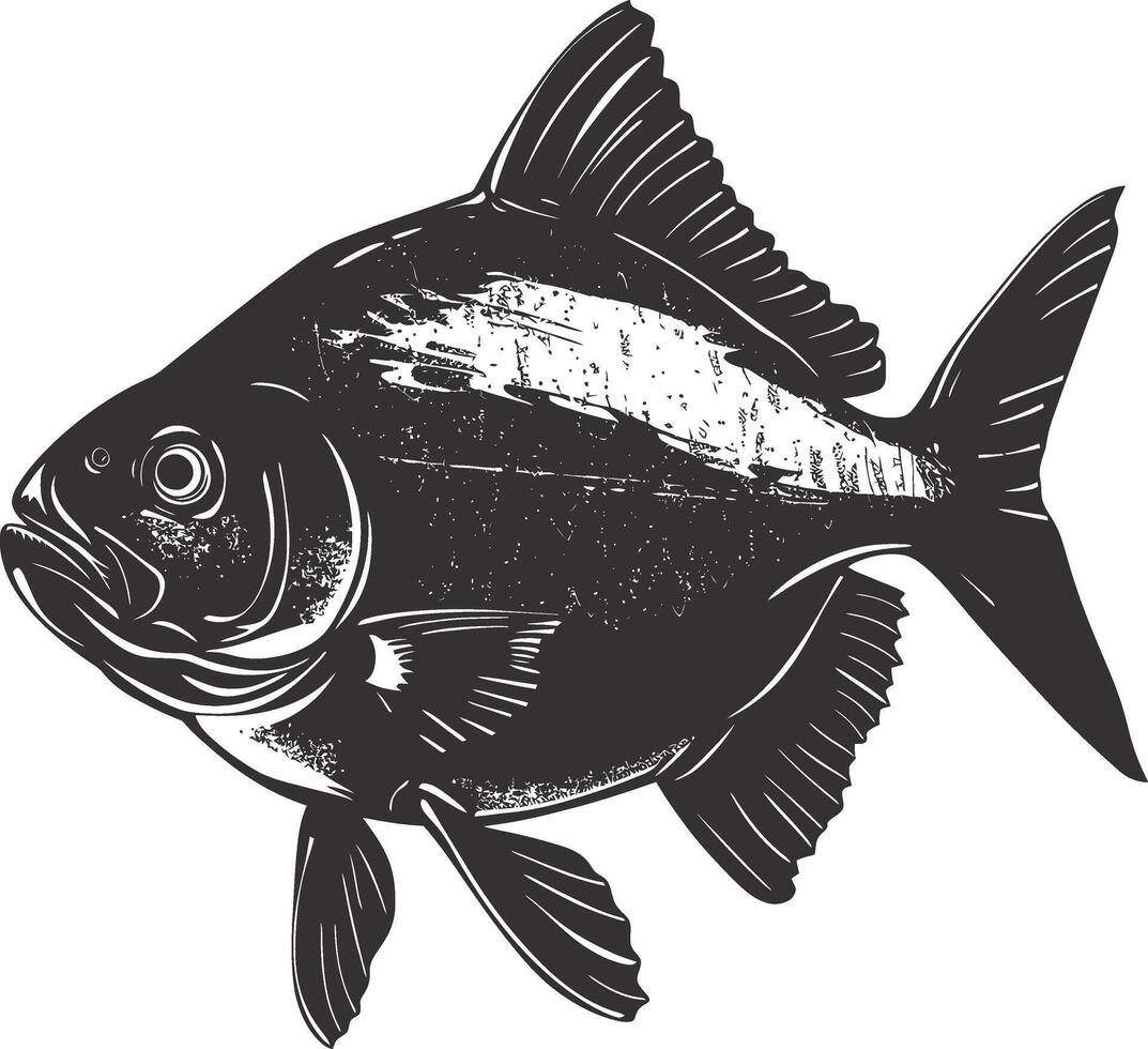 ai gegenereerd silhouet piranha vis dier zwart kleur enkel en alleen vol lichaam vector