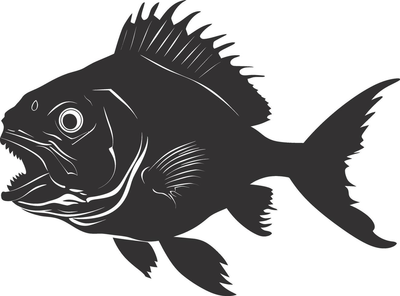 ai gegenereerd silhouet piranha vis dier zwart kleur enkel en alleen vol lichaam vector