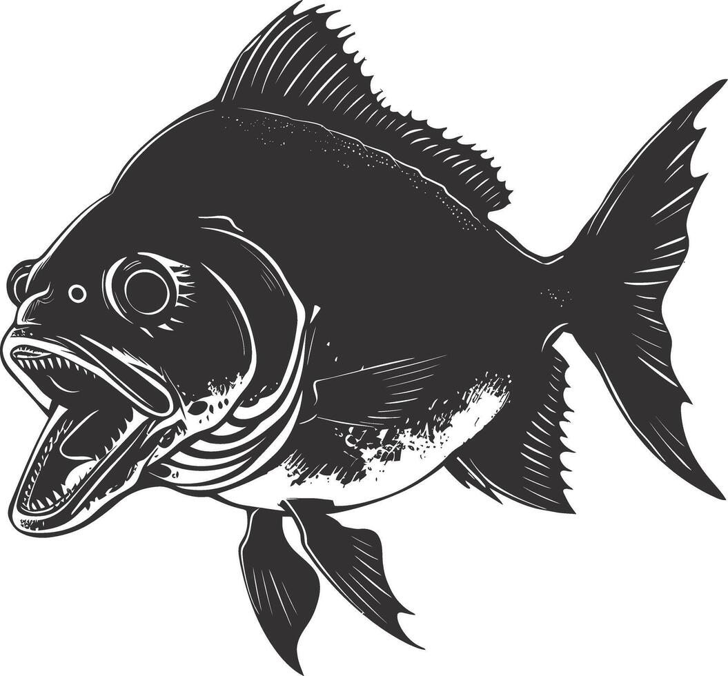 ai gegenereerd silhouet piranha vis dier zwart kleur enkel en alleen vol lichaam vector