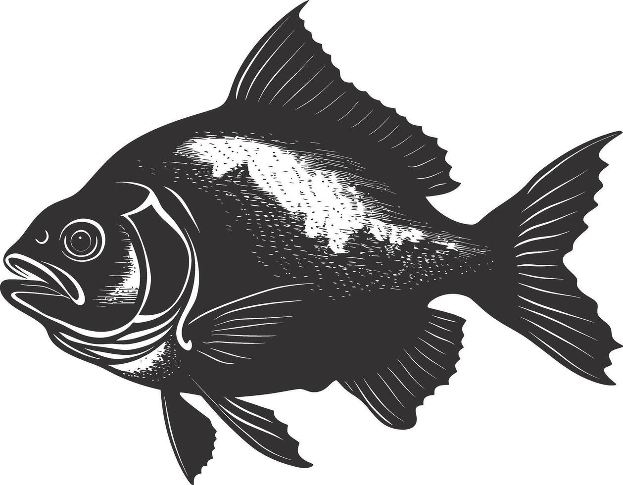 ai gegenereerd silhouet piranha vis dier zwart kleur enkel en alleen vol lichaam vector