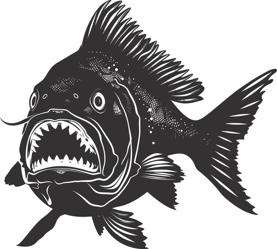 ai gegenereerd silhouet piranha vis dier zwart kleur enkel en alleen vol lichaam vector