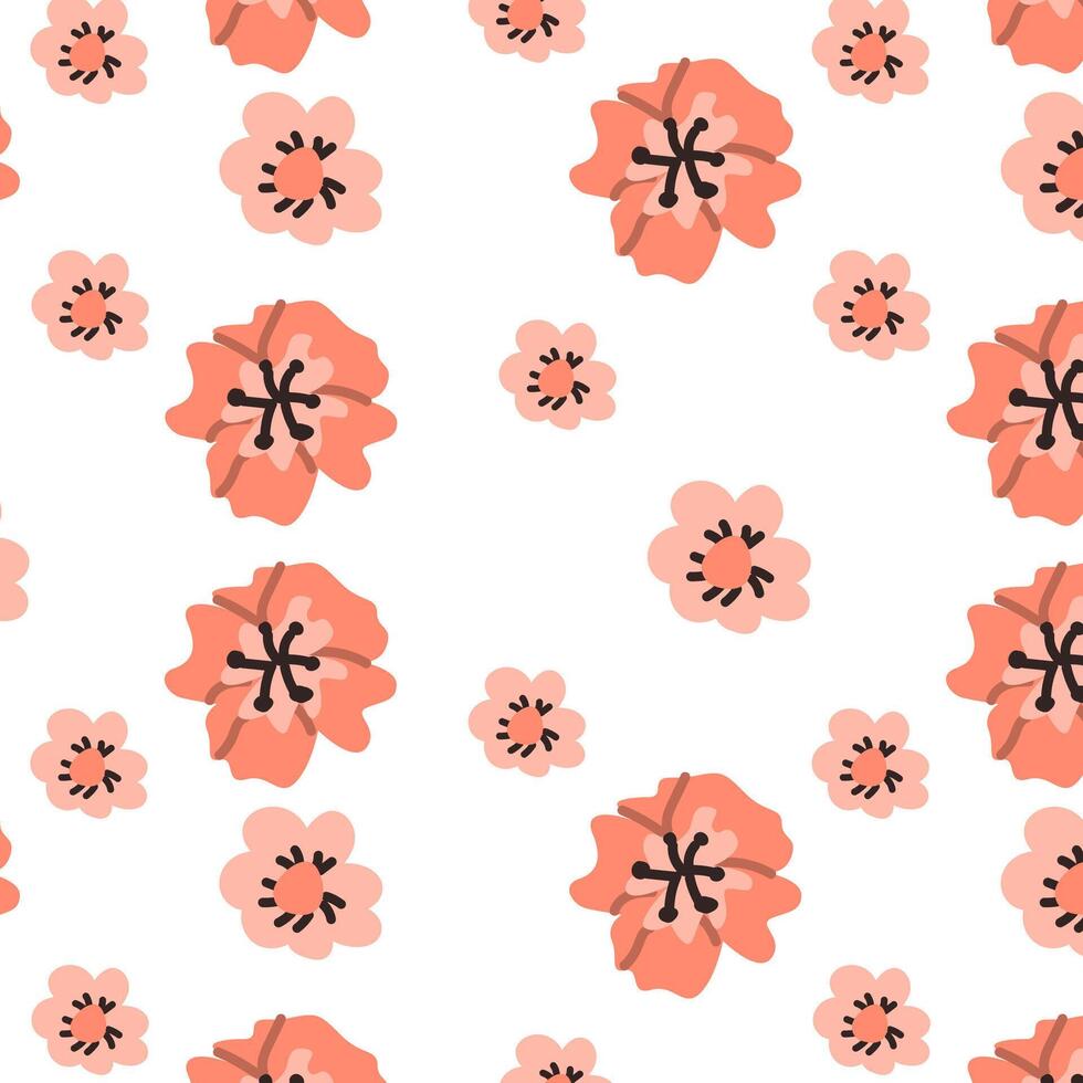 bloemen naadloos patroon met ditsy roze bloemen. vector illustratie in wijnoogst stijl. elegant ontwerp voor textiel, interieur decoratie. roze madeliefje bloemen naadloos achtergrond.