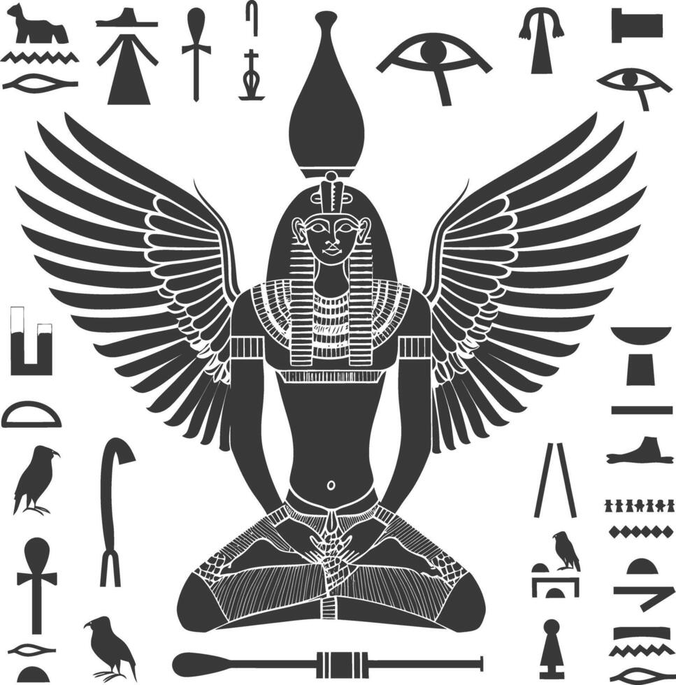 ai gegenereerd silhouet single oude Egyptische hiërogliefen symbool logo zwart kleur enkel en alleen vector