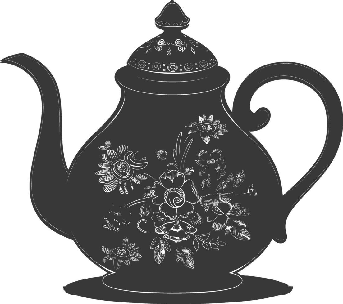 ai gegenereerd silhouet theepot zwart kleur enkel en alleen vol vector