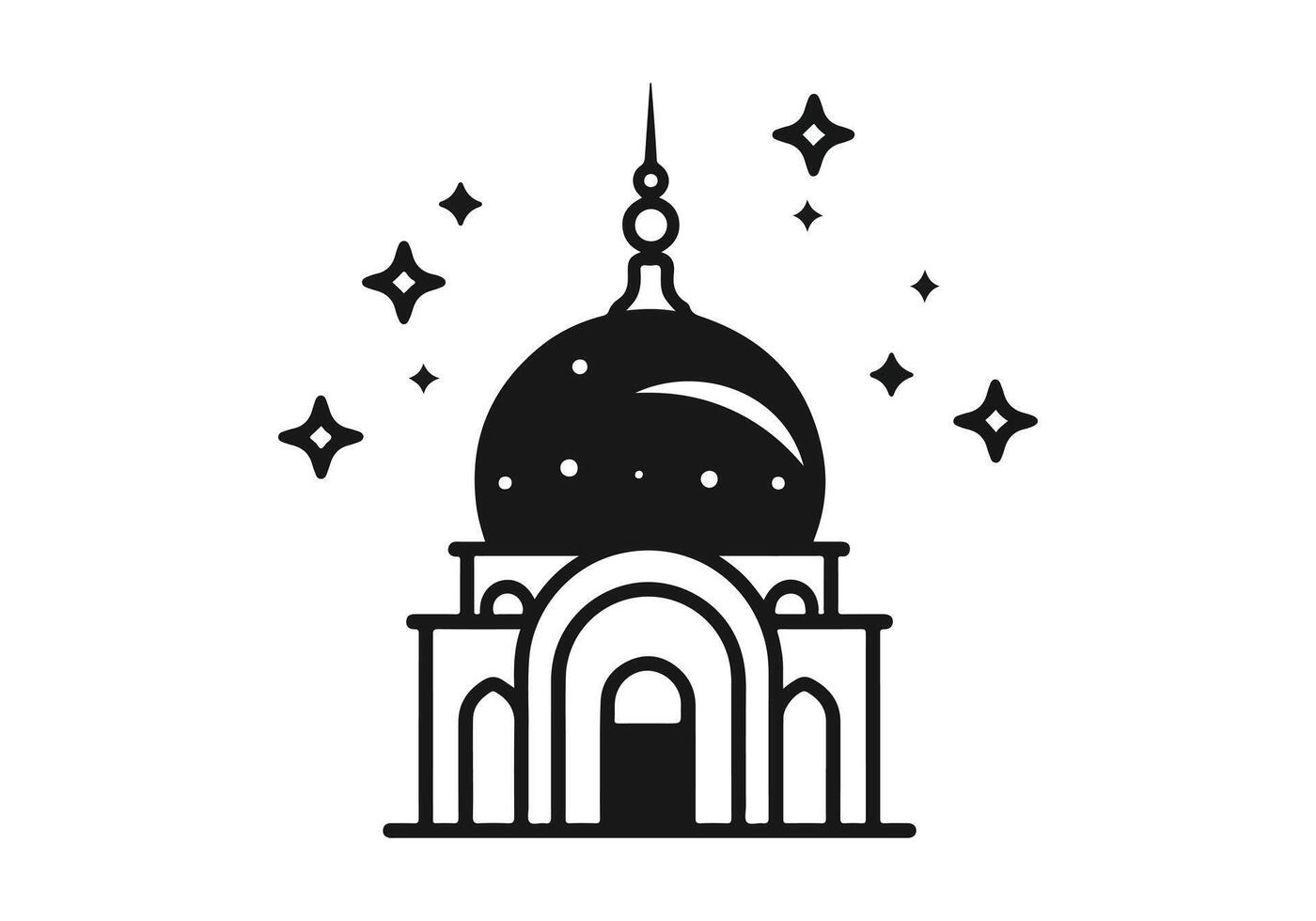 moskee icoon illustratie, moskee logo, moskee lijn kunst vector, moskee schets stijl vector