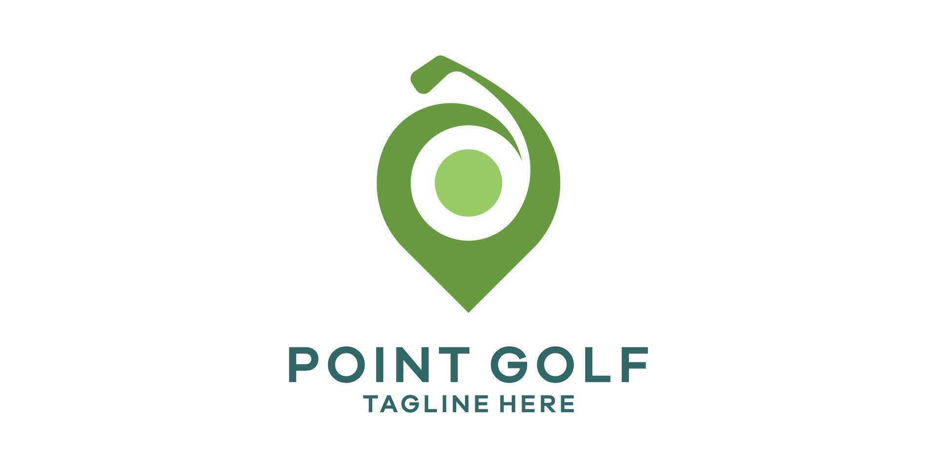 logo ontwerp combineren de vorm van een pin kaart met de sport van golf, logo ontwerp sjabloon, idee. vector