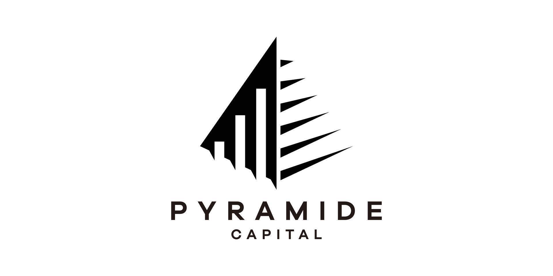 logo ontwerp combineren een piramide vorm met financieel grafiek, logo ontwerp sjabloon, symbool idee. vector