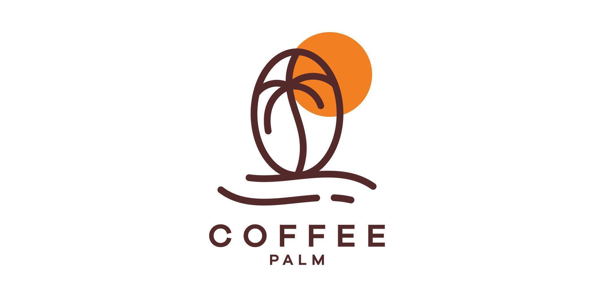 logo ontwerp combinatie van koffie bonen en palm bomen, logo ontwerp sjabloon, creatief idee symbool. vector