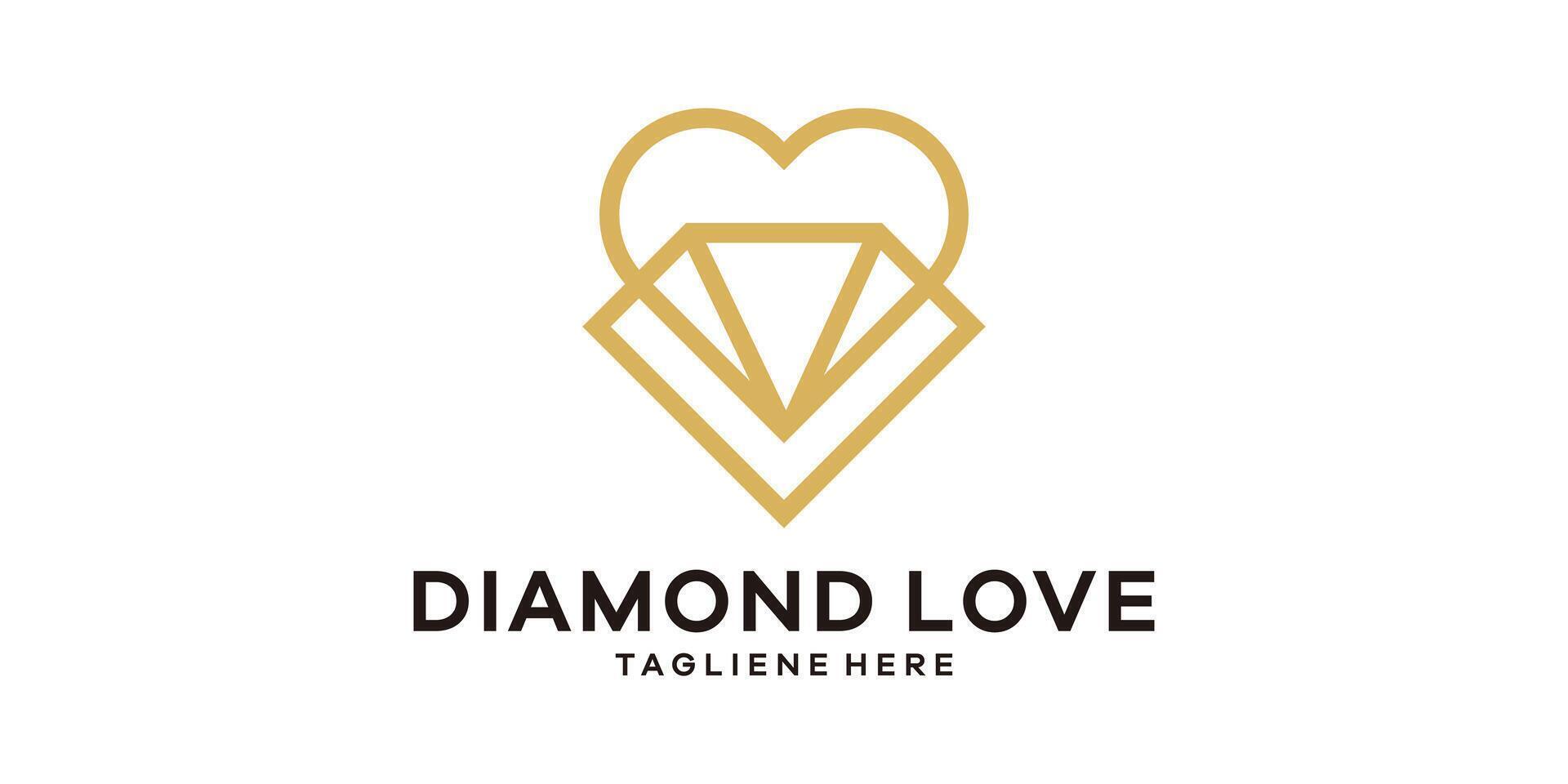 logo ontwerp combinatie van liefde en diamant, sieraden logo ontwerp sjabloon, icoon, idee, symbool, creatief. vector