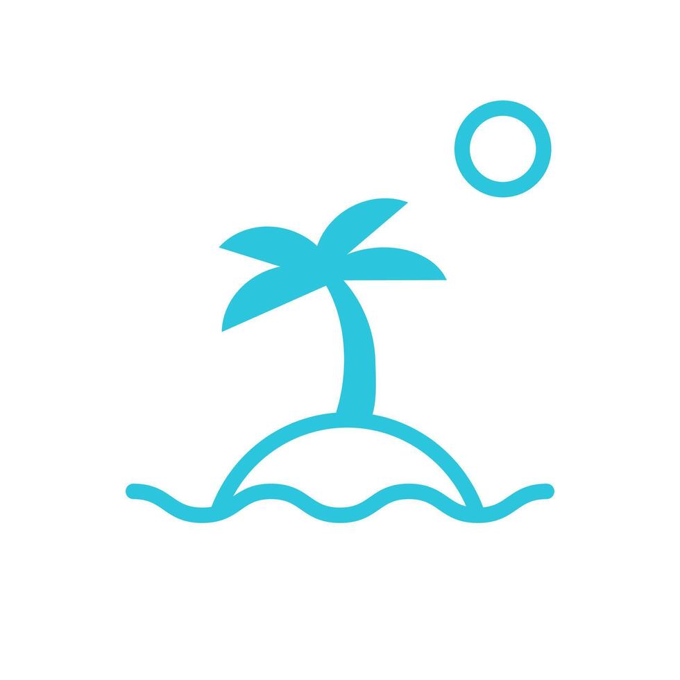 eiland met palm icoon. van blauw icoon set. vector