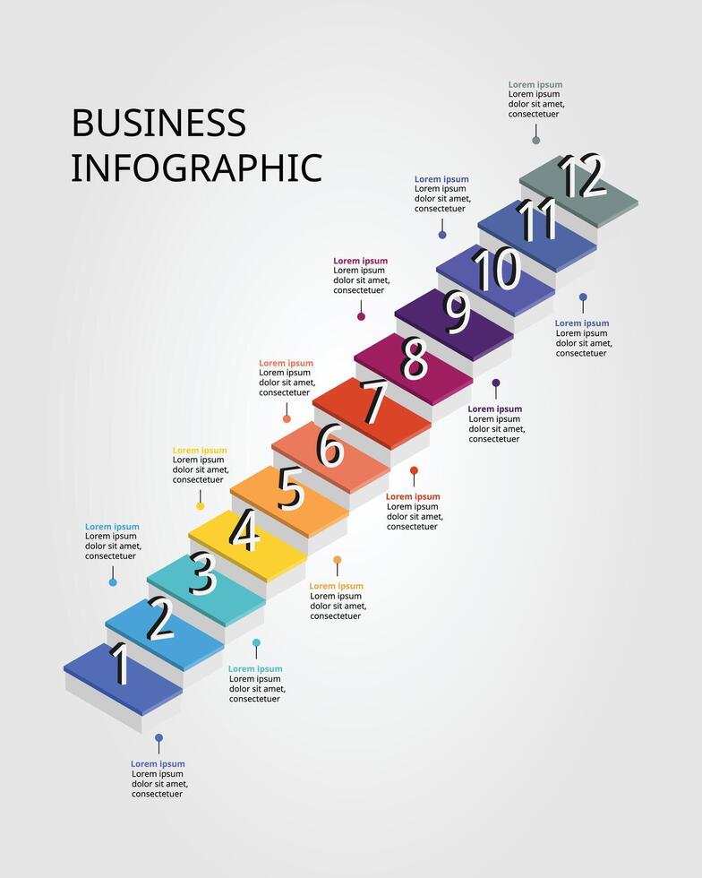 niveau sjabloon voor infographic voor presentatie voor 12 element vector