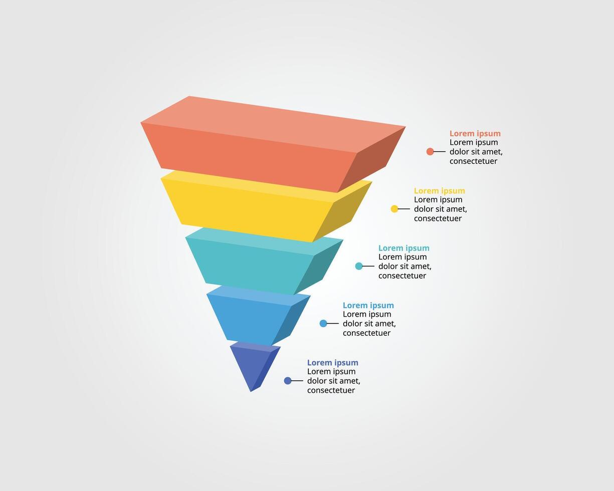 ijshoorntje piramide trechter tabel sjabloon voor infographic voor presentatie voor 5 element vector