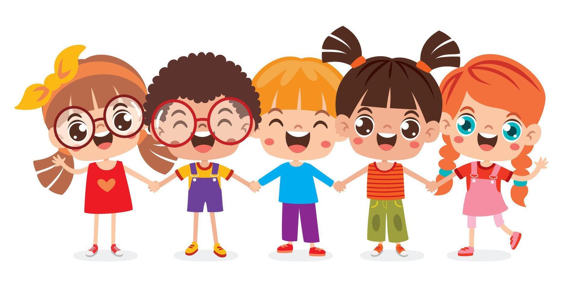 tekenfilm multicultureel kinderen Holding handen vector