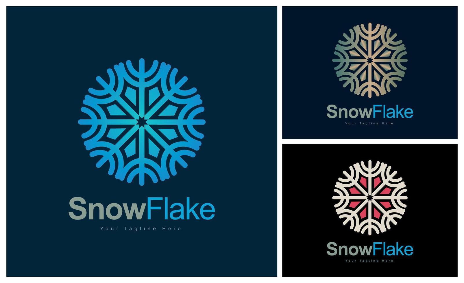 sneeuw vlok reeks modern cirkel luxe logo sjabloon ontwerp voor merk of bedrijf en andere vector