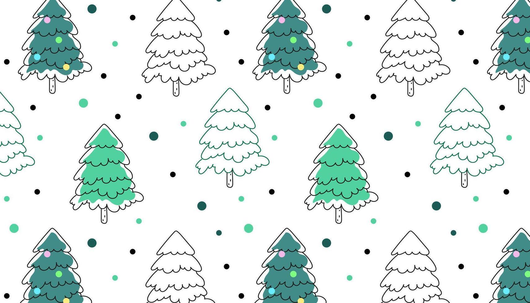 naadloos patroon naaldboom pijnboom Spar Kerstmis naald- bomen tekening vector illustratie