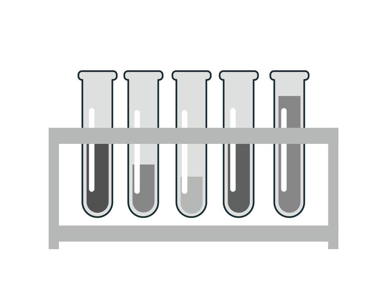 test buizen met kleurrijk vloeistoffen in houder Aan wit achtergrond. chemisch uitrusting voor experimenten. vector illustratie in een vlak stijl.