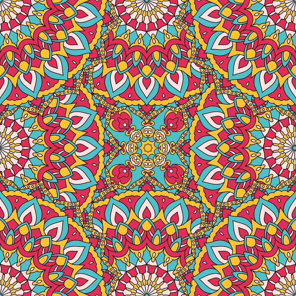 naadloos bloemen patroon met mandala vector illustratie