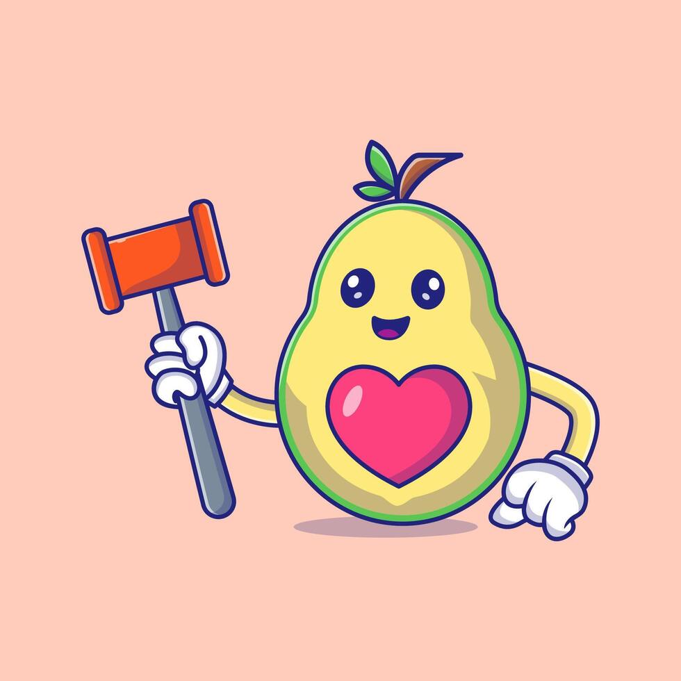 schattig avocado Holding hemmer mascotte karakter vector icoon illustratie