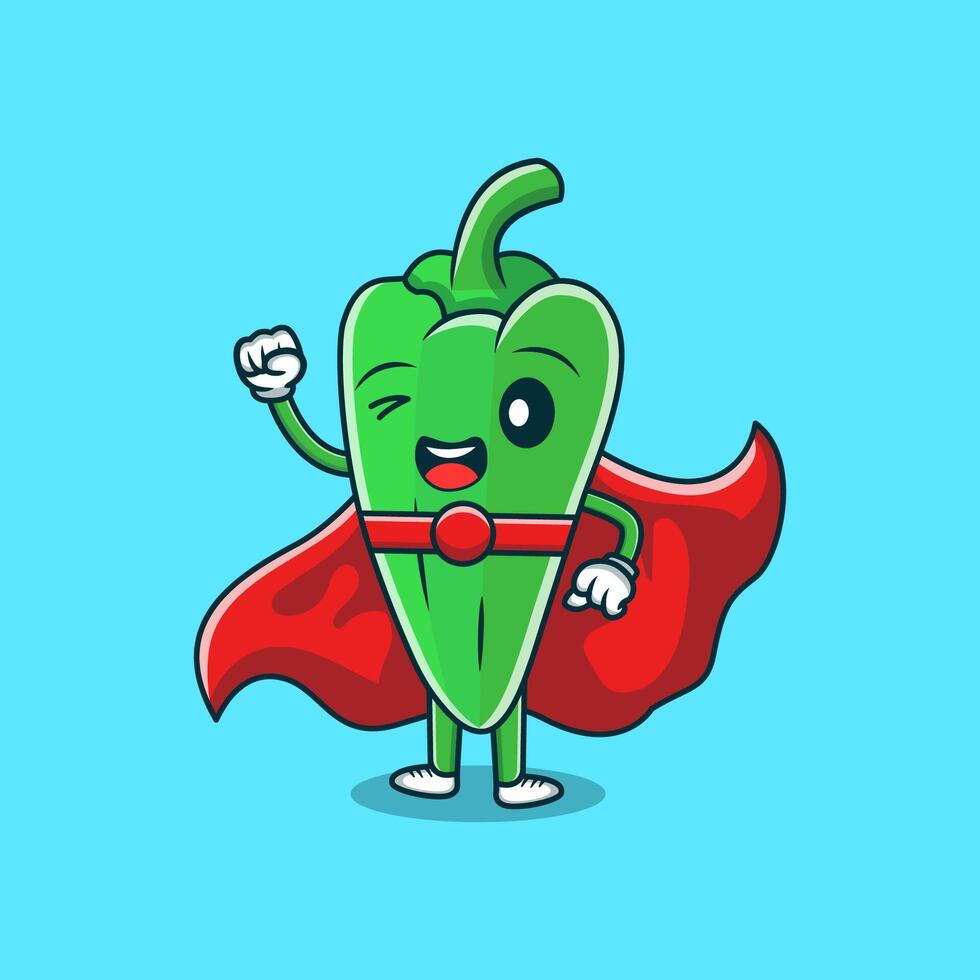 schattig groen Chili tekenfilm tekens vector icoon illustratie