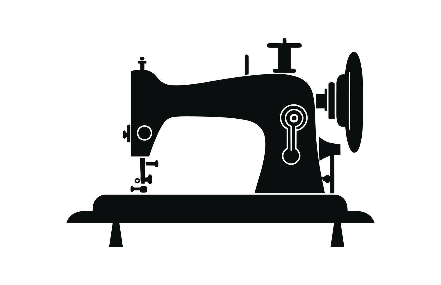 naaien machine vector illustratie, naaien logo atelier, handleiding naaien, naaien machine silhouet icoon,